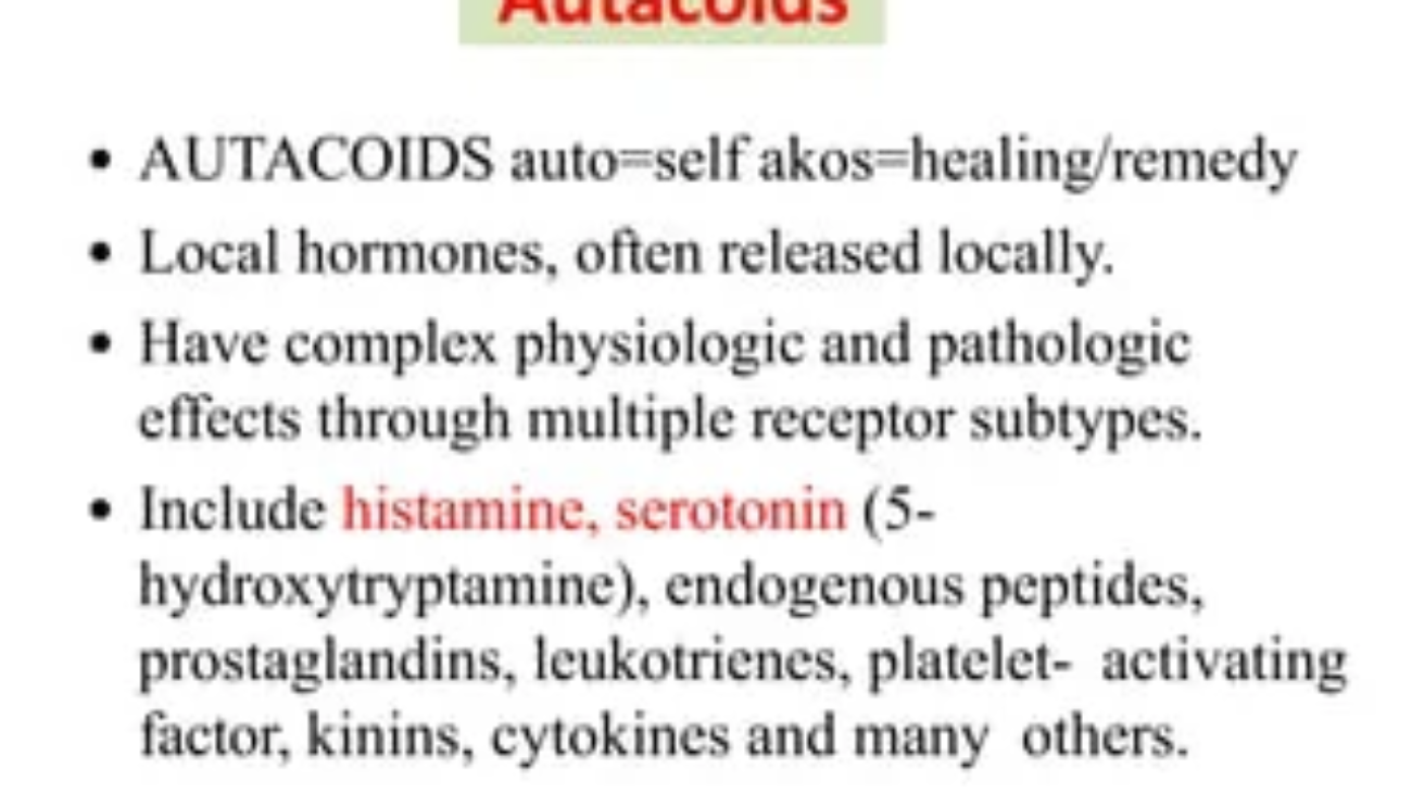 Autacoids, Neuropeptides & Ergot Alkaloids