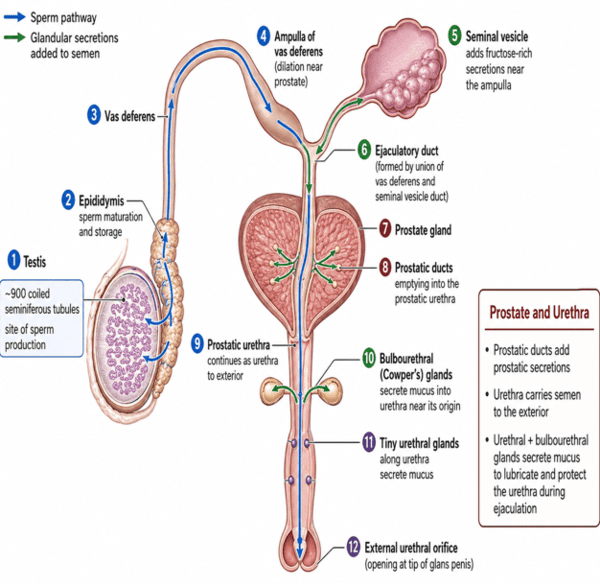 Physiological Anatomy of the Male Sexual Organs Diagram