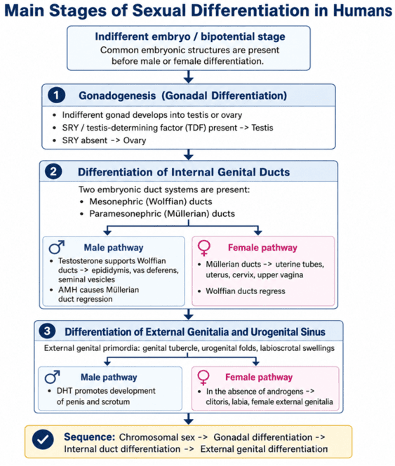 Main Stages of Sexual Differentiation in Humans Flowchart