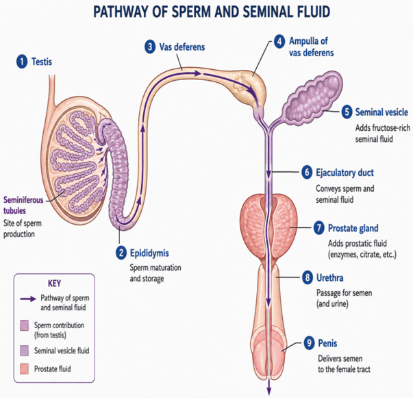Pathway of Sperm and Seminal Fluid Diagram