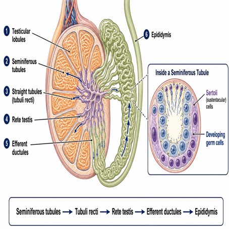 Seminiferous Tubules and Sperm Pathway Diagram