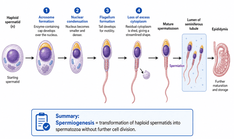 Stage 3: Spermiogenesis (Spermatid Maturation) Diagram